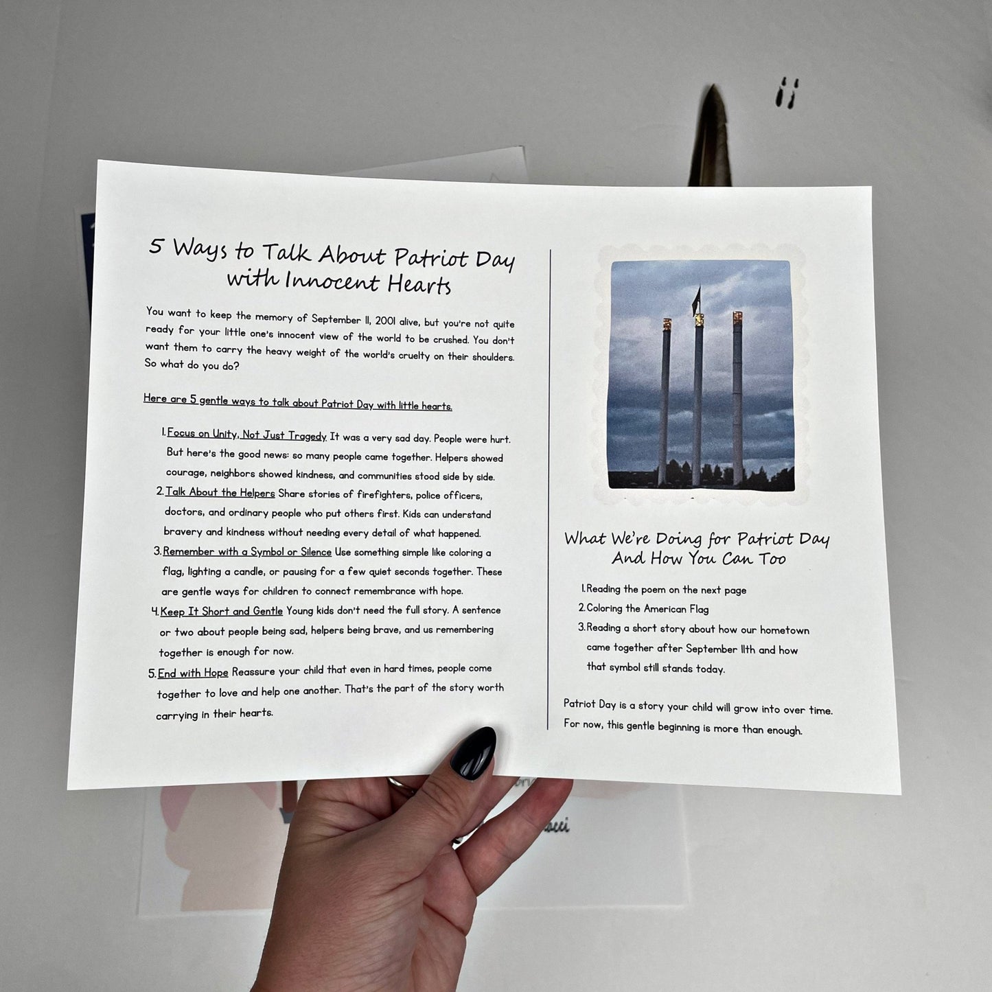 Explaining Patriot Day to Little Hearts (Free Printable) - littlelionhistory