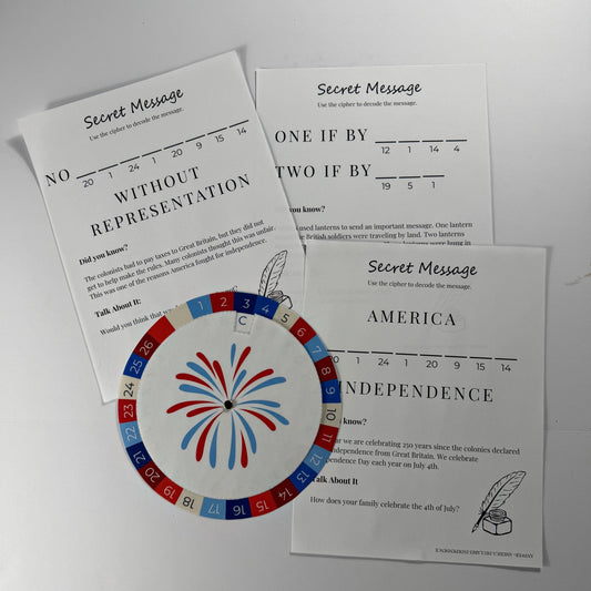 America 250 Cipher Challenge | Free 4th of July History Activity for Kids - littlelionhistory