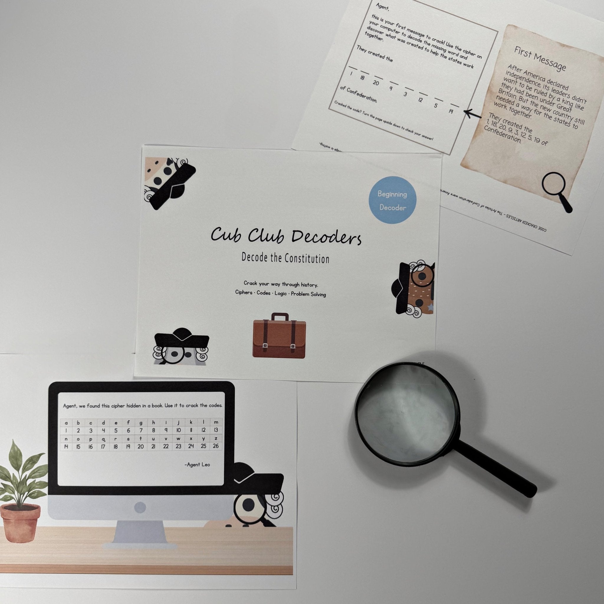 Cub Club Decoders: Decode the Constitution | Beginning History Code Activity - littlelionhistory
