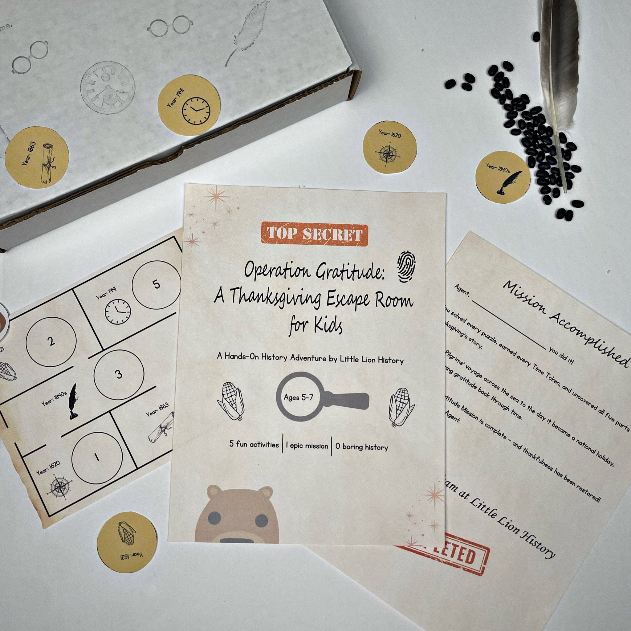 Operation Gratitude: The Thanksgiving Escape Room Activity Box - littlelionhistory